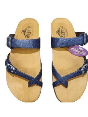Plakton Women's Gel Touch Comfort Sandals  Buckle Straps Marino Blue Size 7 EU 3